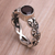 Garnet single stone ring, 'Temple Creeper' - Garnet and Sterling Silver Single Stone Ring from Bali (image 2b) thumbail