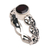 Garnet single stone ring, 'Temple Creeper' - Garnet and Sterling Silver Single Stone Ring from Bali