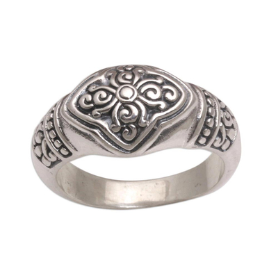 Sterling silver cocktail ring, 'Blessed Star Flower' - 925 Sterling Silver Floral Cocktail Ring from Bali
