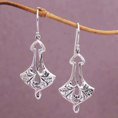 Sterling silver dangle earrings, 'Arrow Petals' - Handcrafted Sterling Silver Dangle Earrings from Bali