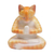Wood statuette, 'Meditating Kitty in Orange' - Wood Meditating Cat Statuette in Orange and White from Bali thumbail