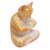 Wood statuette, 'Meditating Kitty in Orange' - Wood Meditating Cat Statuette in Orange and White from Bali (image 2c) thumbail