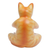 Wood statuette, 'Meditating Kitty in Orange' - Wood Meditating Cat Statuette in Orange and White from Bali (image 2d) thumbail