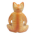 Wood statuette, 'Peaceful Kitty in Orange' - Wood Meditating Cat Statuette in Orange and White from Bali