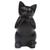 Wood sculpture, 'Kitty Speaks No Evil' - Hand-Carved Black Suar Wood Cat Sculpture from Bali