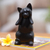 Wood sculpture, 'Kitty Sees No Evil' - Hand-Carved Black Suar Wood Cat Sculpture from Bali