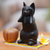 Wood sculpture, 'Kitty Hears No Evil' - Hand-Carved Black Suar Wood Cat Sculpture from Bali (image 2j) thumbail