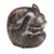 Wood sculpture, 'Virtuous Kitty' - Curled Wood Cat Sculpture in Grey and White from Bali thumbail