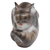 Wood sculpture, 'Virtuous Kitty' - Curled Wood Cat Sculpture in Grey and White from Bali (image 2b) thumbail