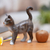 Wood sculpture, 'Curious Kitten' - Standing Wood Cat Sculpture in Grey and White from Bali (image 2j) thumbail