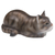 Wood sculpture, 'Resting Kitty' - Resting Wood Cat Sculpture in Grey and White from Bali (image 2c) thumbail