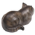 Wood sculpture, 'Resting Kitty' - Resting Wood Cat Sculpture in Grey and White from Bali (image 2e) thumbail