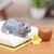 Wood sculpture, 'Resting Kitty in Grey' - Hand-Carved Resting Wood Cat Sculpture in Grey from Bali (image 2j) thumbail