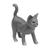 Wood figurine, 'Curious Cat' - Standing Wood Kitten Figurine in Grey and White from Bali thumbail