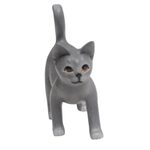 Wood figurine, 'Curious Cat' - Standing Wood Kitten Figurine in Grey and White from Bali