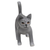 Wood figurine, 'Curious Cat' - Standing Wood Kitten Figurine in Grey and White from Bali (image 2b) thumbail
