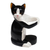 Wood wine bottle holder, 'Kitty Clasp' - Hand Carved Black and White Cat Figurine Wine Holder thumbail
