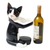 Wood wine bottle holder, 'Kitty Clasp' - Hand Carved Black and White Cat Figurine Wine Holder (image 2b) thumbail