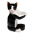 Wood wine bottle holder, 'Kitty Clasp' - Hand Carved Black and White Cat Figurine Wine Holder