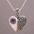 Amethyst pendant necklace, 'Swirling Passion' - Amethyst and Sterling Silver Heart Shaped Necklace (image 2) thumbail