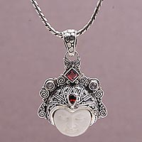 Featured review for Garnet and rainbow moonstone pendant necklace, Diamond Warrior