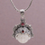 Garnet and rainbow moonstone pendant necklace, 'Diamond Warrior' - Garnet and Sterling Silver Face Pendant Necklace from Bali (image 2) thumbail