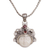 Garnet and rainbow moonstone pendant necklace, 'Diamond Warrior' - Garnet and Sterling Silver Face Pendant Necklace from Bali (image 2b) thumbail