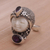 Amethyst cocktail ring, 'Moonlight Prince' - Amethyst and 925 Silver Face Shaped Ring from Bali (image 2c) thumbail