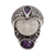 Amethyst cocktail ring, 'Moonlight Prince' - Amethyst and 925 Silver Face Shaped Ring from Bali (image 2e) thumbail
