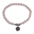 Rose quartz beaded stretch bracelet, 'Still Rose' - Rose Quartz and Flower Charm Beaded Bracelet from Bali thumbail
