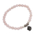 Rose quartz beaded stretch bracelet, 'Still Rose' - Rose Quartz and Flower Charm Beaded Bracelet from Bali (image 2e) thumbail