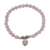 Rose quartz beaded bracelet, 'Sentimental Charm' - Rose Quartz 925 Silver Heart Charm Bracelet from Bali thumbail