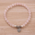 Rose quartz beaded bracelet, 'Sentimental Charm' - Rose Quartz 925 Silver Heart Charm Bracelet from Bali (image 2b) thumbail
