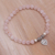 Rose quartz beaded bracelet, 'Sentimental Charm' - Rose Quartz 925 Silver Heart Charm Bracelet from Bali (image 2c) thumbail