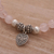 Rose quartz beaded bracelet, 'Sentimental Charm' - Rose Quartz 925 Silver Heart Charm Bracelet from Bali