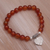 Carnelian beaded stretch bracelet, 'Loving Fantasy' - Red Carnelian Heart Charm Beaded Bracelet from Bali (image 2b) thumbail