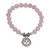 Rose quartz beaded stretch bracelet, 'Lotus Burst' - Rose Quartz and Lotus Charm Beaded Bracelet from BAli thumbail