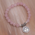 Rose quartz beaded stretch bracelet, 'Lotus Burst' - Rose Quartz and Lotus Charm Beaded Bracelet from BAli (image 2c) thumbail