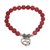 Agate beaded stretch bracelet, 'Love is Forever' - Rosy Agate and Heart Charm Beaded Bracelet from Bali thumbail