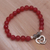 Agate beaded stretch bracelet, 'Love is Forever' - Rosy Agate and Heart Charm Beaded Bracelet from Bali (image 2c) thumbail