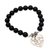 Stretch-Armband aus Onyxperlen - Perlenarmband aus schwarzem Onyx und Herzanhänger aus Bali