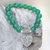 Stretch-Armband aus Achatperlen - Grünes Achat- und Herz-Charm-Perlenarmband aus Bali