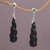 Wood and peridot dangle earrings, 'Midnight Cocoon' - Indonesian Hand-made Arang Wood and Peridot Dangle Earrings