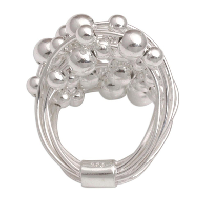 Sterling silver cocktail ring, 'Stellar Orbs' - 925 Sterling Silver Artistic Cocktail Ring from Bali