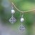 Cultured pearl dangle earrings, 'Square Dance' - Cultured Pearl and Sterling Silver Dangle Earrings from Bali (image 2) thumbail