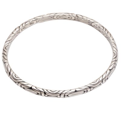 Sterling silver bangle bracelet, 'Be in Motion' - Artisan Crafted 925 Sterling Silver Balinese Bangle Bracelet