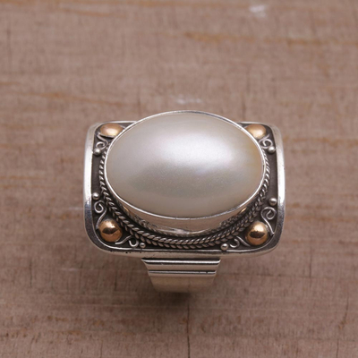 Gold Accent Cultured Mabe Pearl Dome Ring from Bali - Palace of ...
