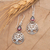 Garnet dangle earrings, 'Peach Tree' - Handmade Sterling Silver Peach Tree Earrings with Garnet