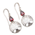 Garnet dangle earrings, 'Peach Tree' - Handmade Sterling Silver Peach Tree Earrings with Garnet (image 2d) thumbail