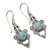 Turquoise dangle earrings, 'Temple Leaves' - Turquoise and Sterling Silver Dangle Earrings from Bali